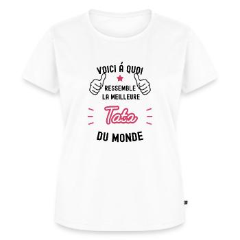 voici la meilleure tata du monde - T-shirt Premium bio Femme - blanc - Devant - AI Model Female 172 dark (172cm)
