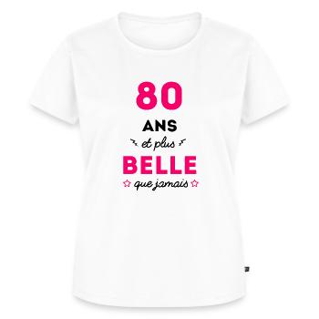 80 ans et plus belle que jamais anniversaire - T-shirt Premium bio Femme - blanc - Devant - AI Model Female 172 dark (172cm)