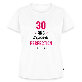 30 ans age perfection femme humour - T-shirt Premium bio Femme - blanc - Devant - AI Model Female 172 dark (172cm)
