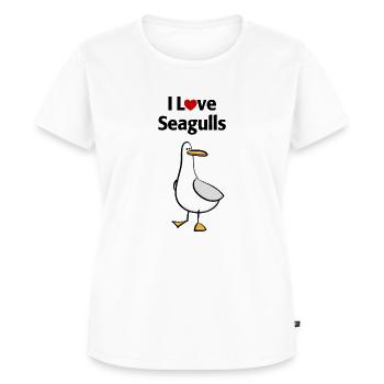 Ich liebe Möwen - Frauen Premium Bio T-Shirt - Weiß - Vorne - AI Model Female 172 dark (172cm)