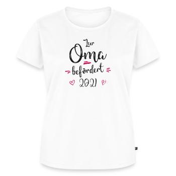 Oma befördert 2021 Ankündigung du w - Frauen Premium Bio T-Shirt - Weiß - Vorne - AI Model Female 172 dark (172cm)