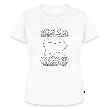 Lustiges Hundetrainingsmotiv Samojeden Hundebesitz - Frauen Premium Bio T-Shirt - Weiß - Vorne - AI Model Female 172 dark (172cm)