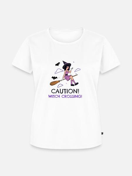 Caution! Witch Crossing! - Frauen Premium Bio T-Shirt - Weiß