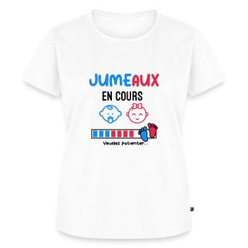 jumeaux jumelles en cours annonce grossesse - T-shirt Premium bio Femme - blanc - Devant - AI Model Female 172 dark (172cm)