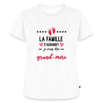 famille s'agrandit grand-mère cadeau future mamie - T-shirt Premium bio Femme - blanc - Devant - AI Model Female 172 dark (172cm)
