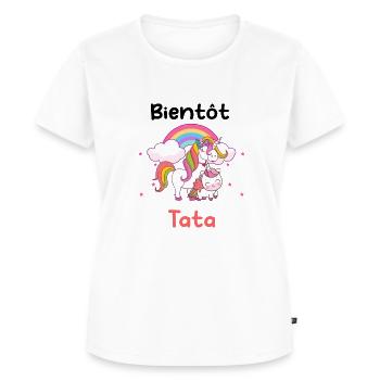 Bientôt tata licorne annonce grossesse - T-shirt Premium bio Femme - blanc - Devant - AI Model Female 172 dark (172cm)