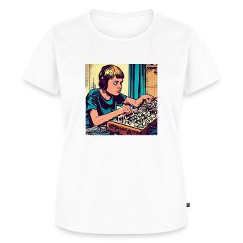 Synthétiseur garçon 2 - T-shirt Premium bio Femme - blanc - Devant - AI Model Female 172 dark (172cm)