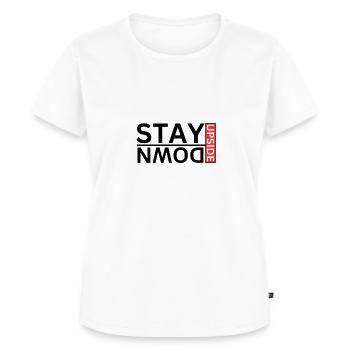 Stay Upside Down, funny minimalistic - Frauen Premium Bio T-Shirt - Weiß - Vorne - AI Model Female 172 dark (172cm)
