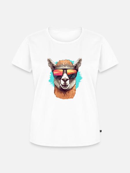 Alpaka mit Sonnenbrille - Frauen Premium Bio T-Shirt - Weiß
