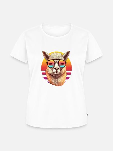 Alpaka mit Sonnenbrille - Frauen Premium Bio T-Shirt - Weiß
