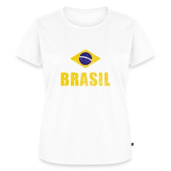 Brasilien Fussball T-Shirt Trikot Fanshirt Fans - Frauen Premium Bio T-Shirt - Weiß - Vorne - AI Model Female 172 dark (172cm)