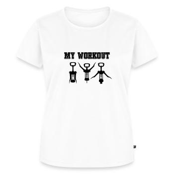 My Workout. Lustes Wein Design als Geschenk - Frauen Premium Bio T-Shirt - Weiß - Vorne - AI Model Female 172 dark (172cm)