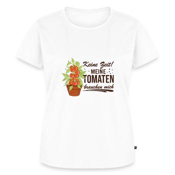Keine Zeit Meine Tomaten Brauchen Mich - Frauen Premium Bio T-Shirt - Weiß - Vorne - AI Model Female 172 dark (172cm)