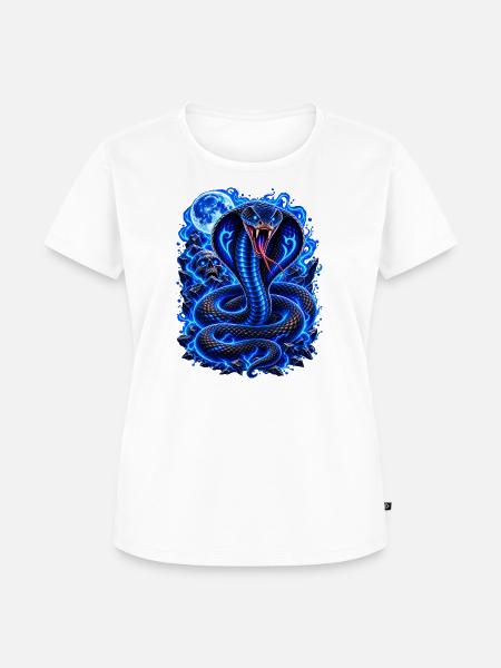 Blaue Neon Kobra - Frauen Premium Bio T-Shirt - Weiß