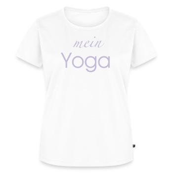iYpsilon mein YOGA - Frauen Premium Bio T-Shirt - Weiß - Vorne - AI Model Female 172 dark (172cm)