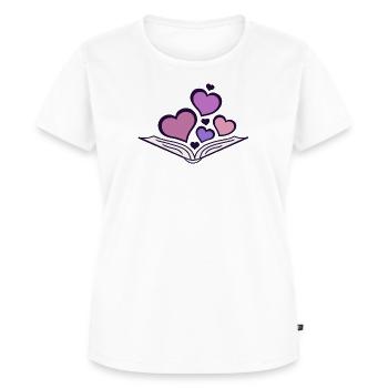 Buch mit Herzen gefüllt - Frauen Premium Bio T-Shirt - Weiß - Vorne - AI Model Female 172 dark (172cm)