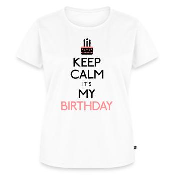 keep calm birthday - T-shirt Premium bio Femme - blanc - Devant - AI Model Female 172 dark (172cm)