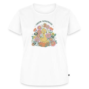 Sesamstraße Bibo Mit Blumen Grow Kindness - Frauen Premium Bio T-Shirt - Weiß - Vorne - AI Model Female 172 dark (172cm)