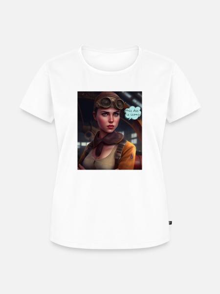 Comic Stil Pilotin - Frauen Premium Bio T-Shirt - Weiß