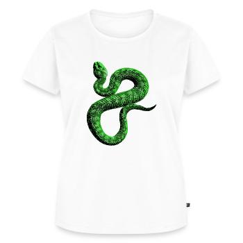 Schlange grün / schwarz - Frauen Premium Bio T-Shirt - Weiß - Vorne - AI Model Female 172 dark (172cm)