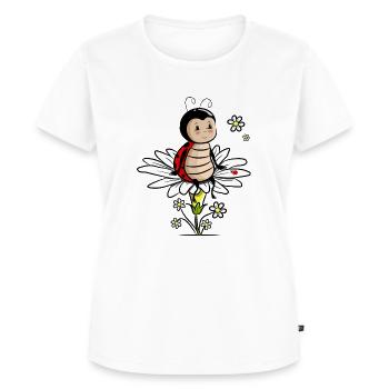 Marienkaefer auf Blume - Frauen Premium Bio T-Shirt - Weiß - Vorne - AI Model Female 172 dark (172cm)