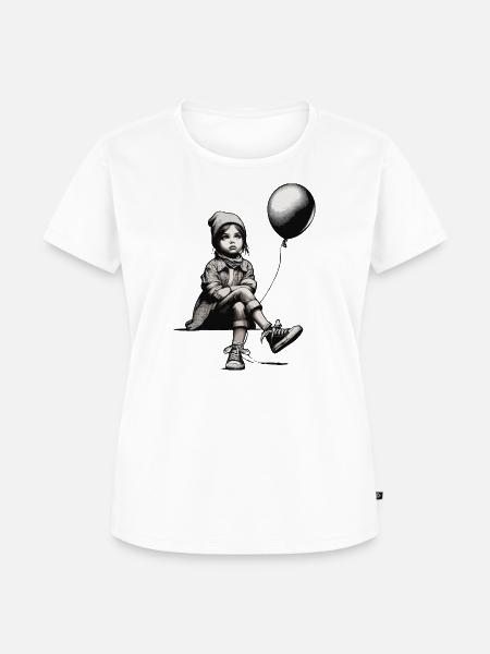 Mädchen mit Luftballon - Frauen Premium Bio T-Shirt - Weiß