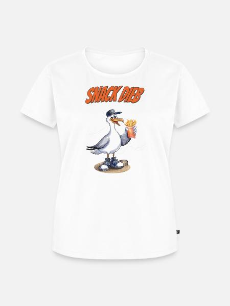 Snack Dieb Möwe Lustiger Pommes Spruch - Frauen Premium Bio T-Shirt - Weiß