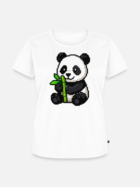 Pixelpanda mit Bambus - Frauen Premium Bio T-Shirt - Weiß