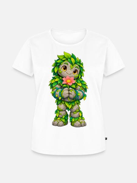 Moosgolem mit Blütenherz - Frauen Premium Bio T-Shirt - Weiß