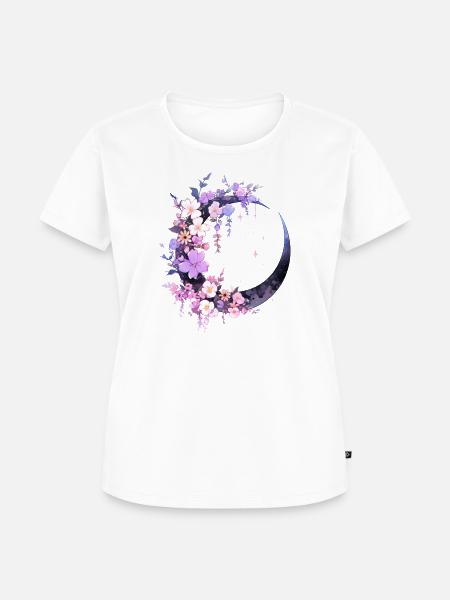Moon purple Flowers - Frauen Premium Bio T-Shirt - Weiß