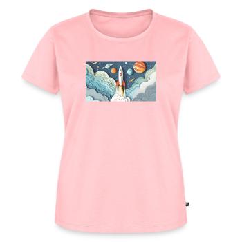 A rocket takes off - Women's Premium Organic T-shirt - rose - Front - AI Model Female 172 dark (172cm)