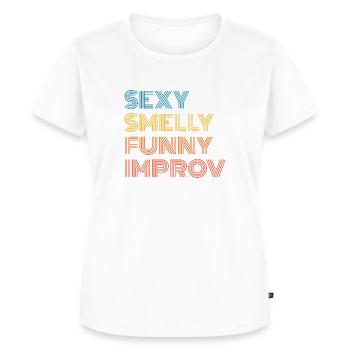 Sexy Smelly Funny Improv - Frauen Premium Bio T-Shirt - Weiß - Vorne - AI Model Female 172 dark (172cm)