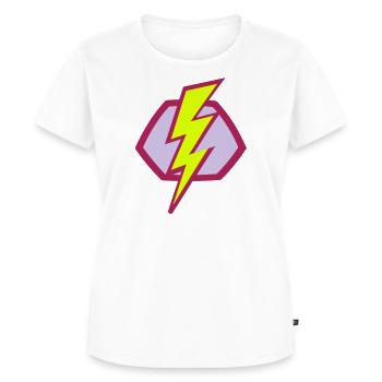 Logo de signe de super-héros icône foudre haute tension - T-shirt Premium bio Femme - blanc - Devant - AI Model Female 172 dark (172cm)