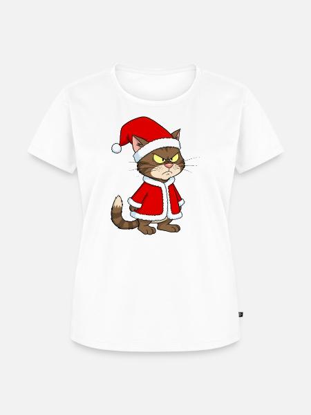 Katze Weihnachten grimmig lustig - Frauen Premium Bio T-Shirt - Weiß