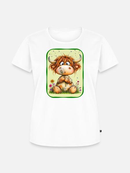 Niedliche Kuh mit Pusteblume - Frauen Premium Bio T-Shirt - Weiß