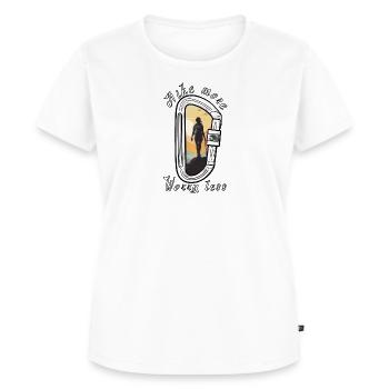 Hike more worry less - Hiking Carabiner - Women's Premium Organic T-shirt - white - Front - AI Model Female 172 dark (172cm)