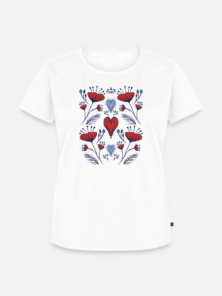 Mohnwiese_Folk Art - Frauen Premium Bio T-Shirt - Weiß
