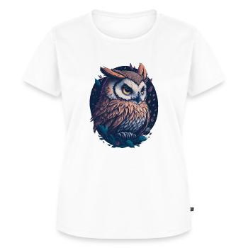 Eule - Frauen Premium Bio T-Shirt - Weiß - Vorne - AI Model Female 172 dark (172cm)