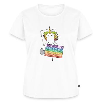 Licorne de justice sociale activiste signe l’équité - T-shirt Premium bio Femme - blanc - Devant - AI Model Female 172 dark (172cm)