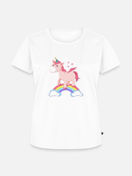 Einhorn Regenbogen - Frauen Premium Bio T-Shirt - Weiß
