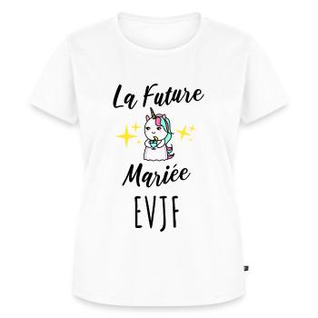 La future mariée licorne cadeau evjf - T-shirt Premium bio Femme - blanc - Devant - AI Model Female 172 dark (172cm)
