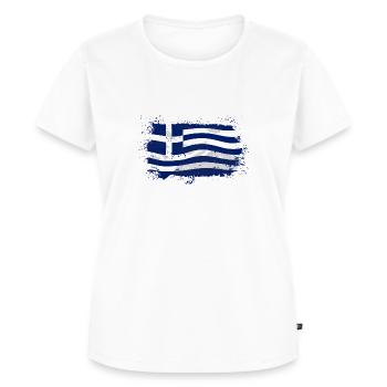 Greece Flag - Frauen Premium Bio T-Shirt - Weiß - Vorne - AI Model Female 172 dark (172cm)