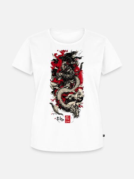 Samurai Dragon - Frauen Premium Bio T-Shirt - Weiß
