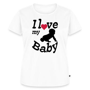I love my Baby, Kind, Geburt, Eltern, Geschenk - Frauen Premium Bio T-Shirt - Weiß - Vorne - AI Model Female 172 dark (172cm)