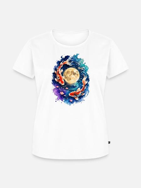 Koi Vollmond Yin Yang Aquarell - Frauen Premium Bio T-Shirt - Weiß