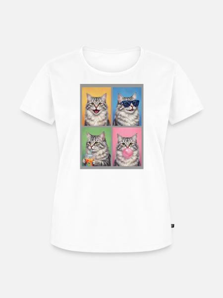 Katzen Sibirische Katze - Frauen Premium Bio T-Shirt - Weiß
