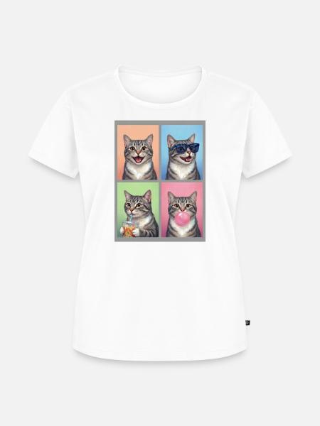 Katzen Graue Tabby Katze - Frauen Premium Bio T-Shirt - Weiß