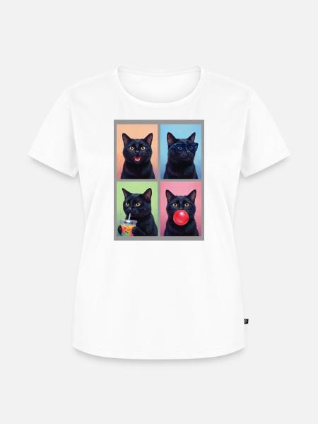 Katzen schwarze Katze - Frauen Premium Bio T-Shirt - Weiß