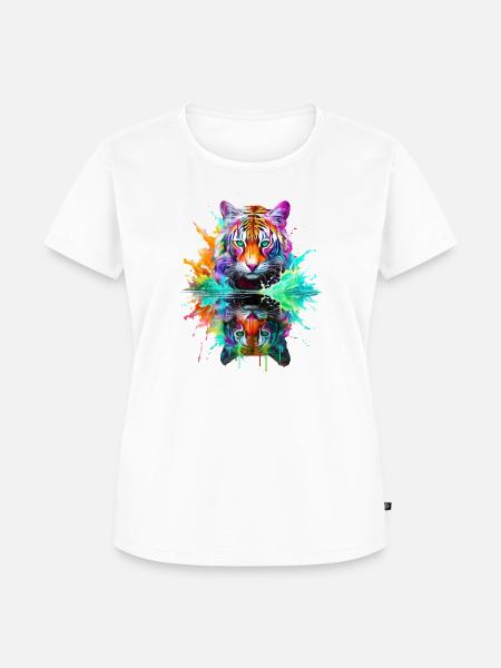 Bemalte Tiger-Reflexion - Frauen Premium Bio T-Shirt - Weiß