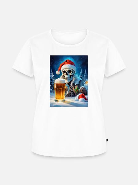 Weihnachten Skull Bier 1.2 - Frauen Premium Bio T-Shirt - Weiß